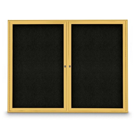 United Visual Products Sliding Door Indoor Enclosed Corkboard, 9 UV9030ACS-BLACK-CINNABA